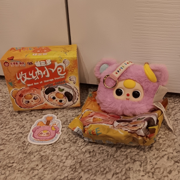 Baby Three Other - NEW Baby Three Storage Pouch Purple Monkey Plush Keychain w/ Box & Card